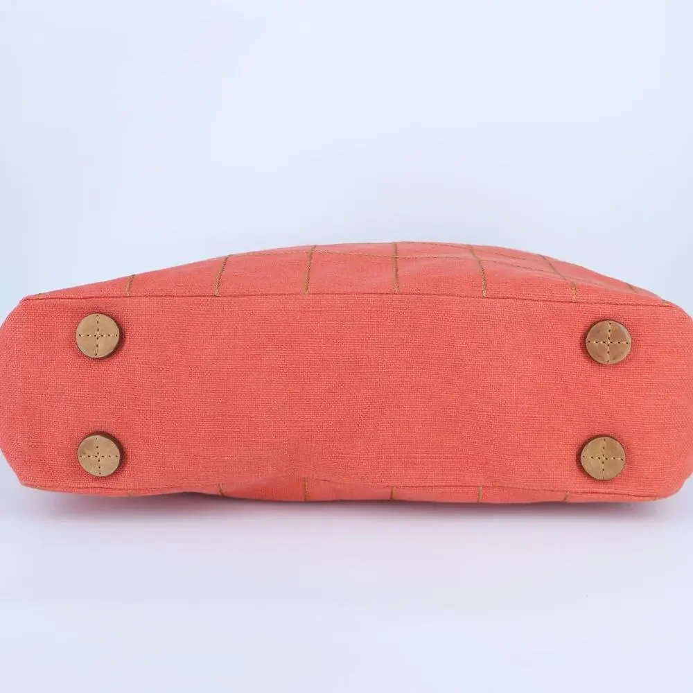 Liz Claiborne Canvas Hobo Shoulder Bag Coral and Tan Vintage Y2K